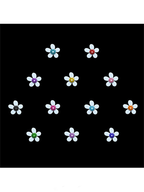 Comet Busters Set of 12 Multicolored Floral Bindis