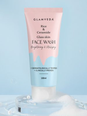 GLAMVEDA Korean Glass Skin Rice & Ceramide Face Wash for Bright & Glowing Skin - 100ml