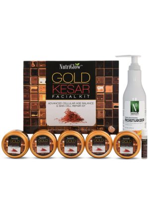 NutriGlow Gold Kesar Facial Kit 250g+10ml & Skin Whitening Moisturizer 200ml